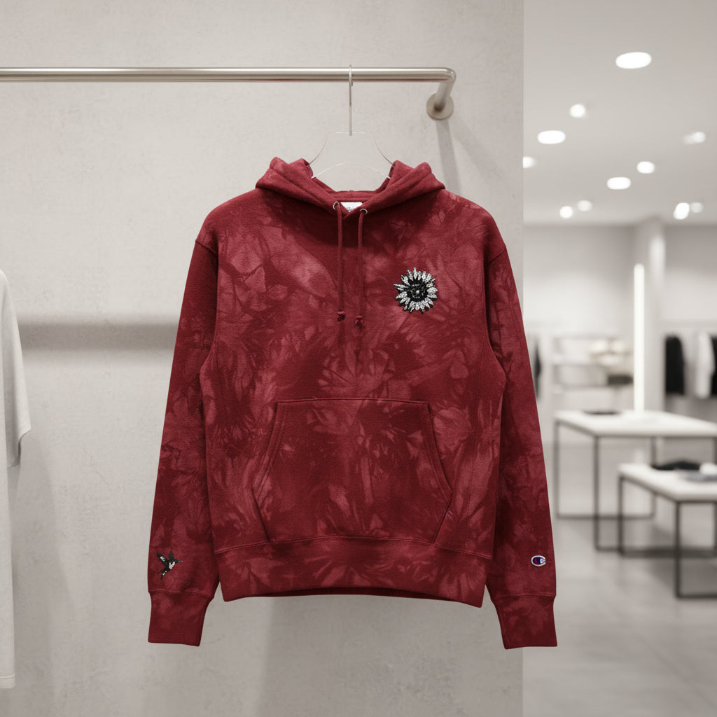 Unisex Champion Tie-Dye Hoodie with Embroidery – Trendy & Unique Streetwear