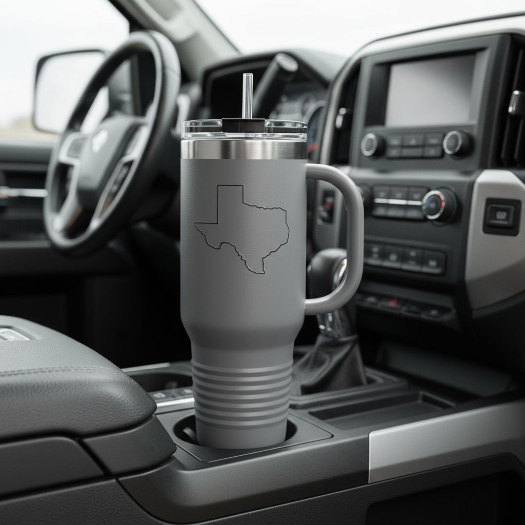 Texas Insulated Travel Mug - 40oz Stainless Steel Coffee Cup with Handle