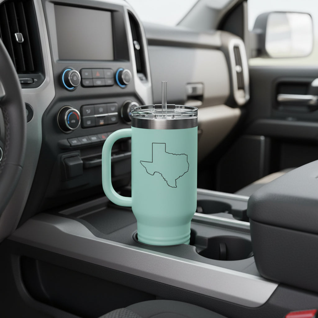 Texas Insulated Travel Mug - 40oz Stainless Steel Coffee Cup with Handle